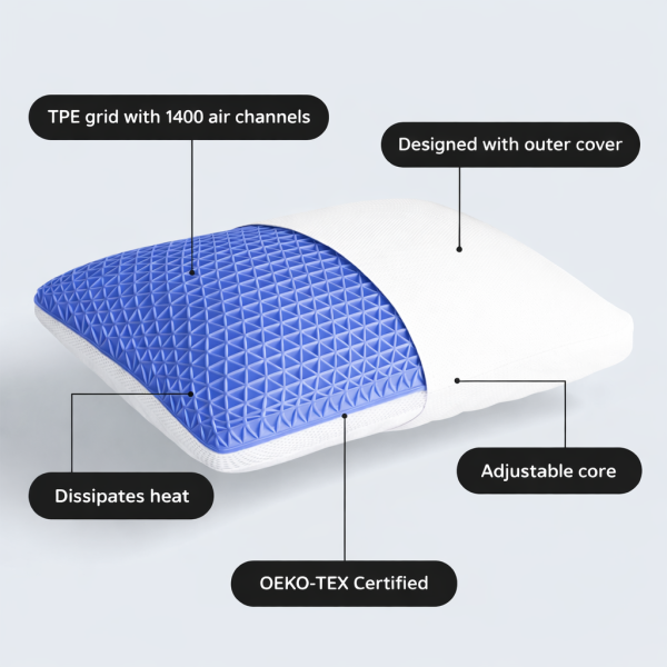 AirFlow™ Cooling Pillow – Adjustable Support for Neck and Head